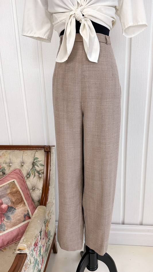 Pantalons en lainage taupe- large