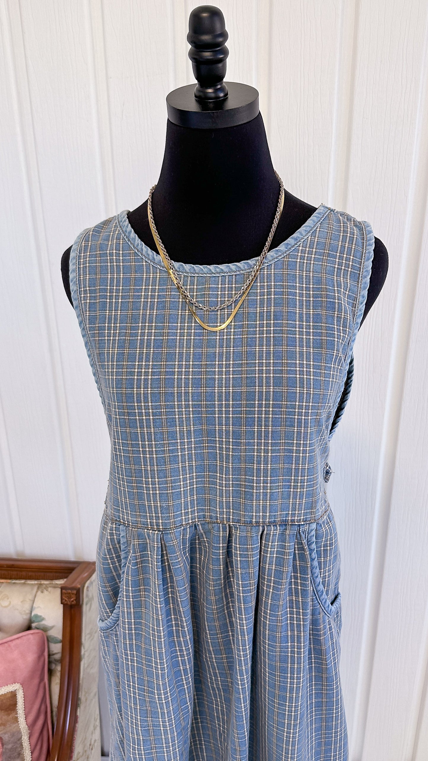 Plaid denim dress - small