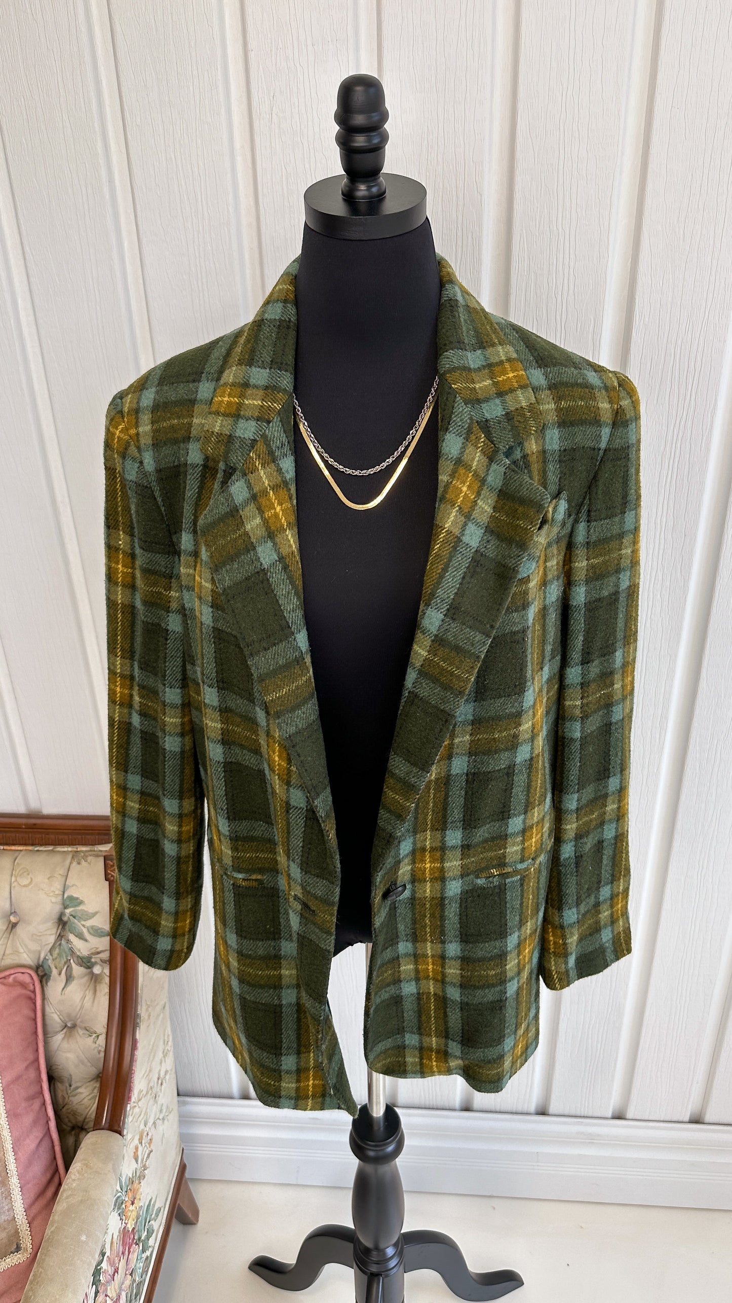 Blazer carreauté vert et bleu- medium