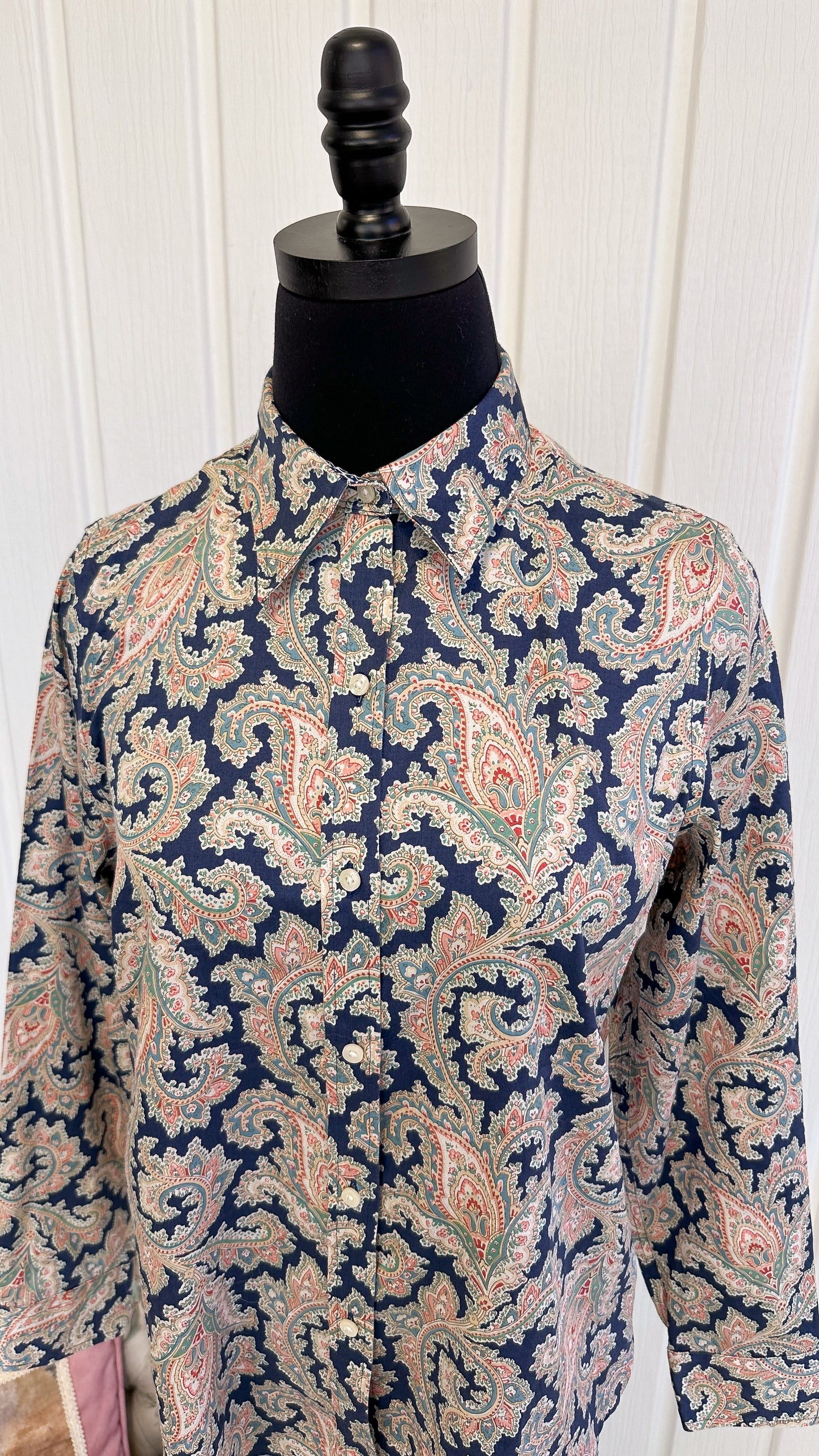 Navy blouse with damask patterns - medium