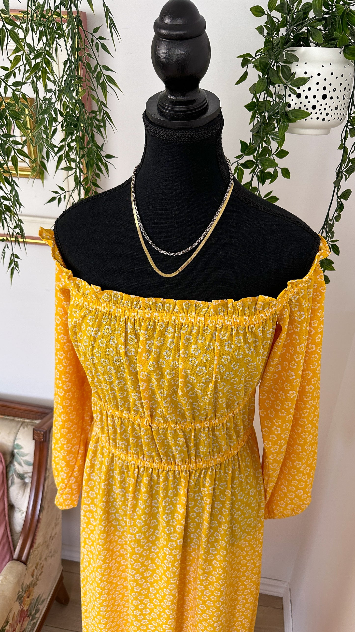 Robe jaune fleurie H&M- medium