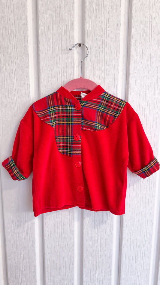 Enfants- veste en velours rouge- 24m