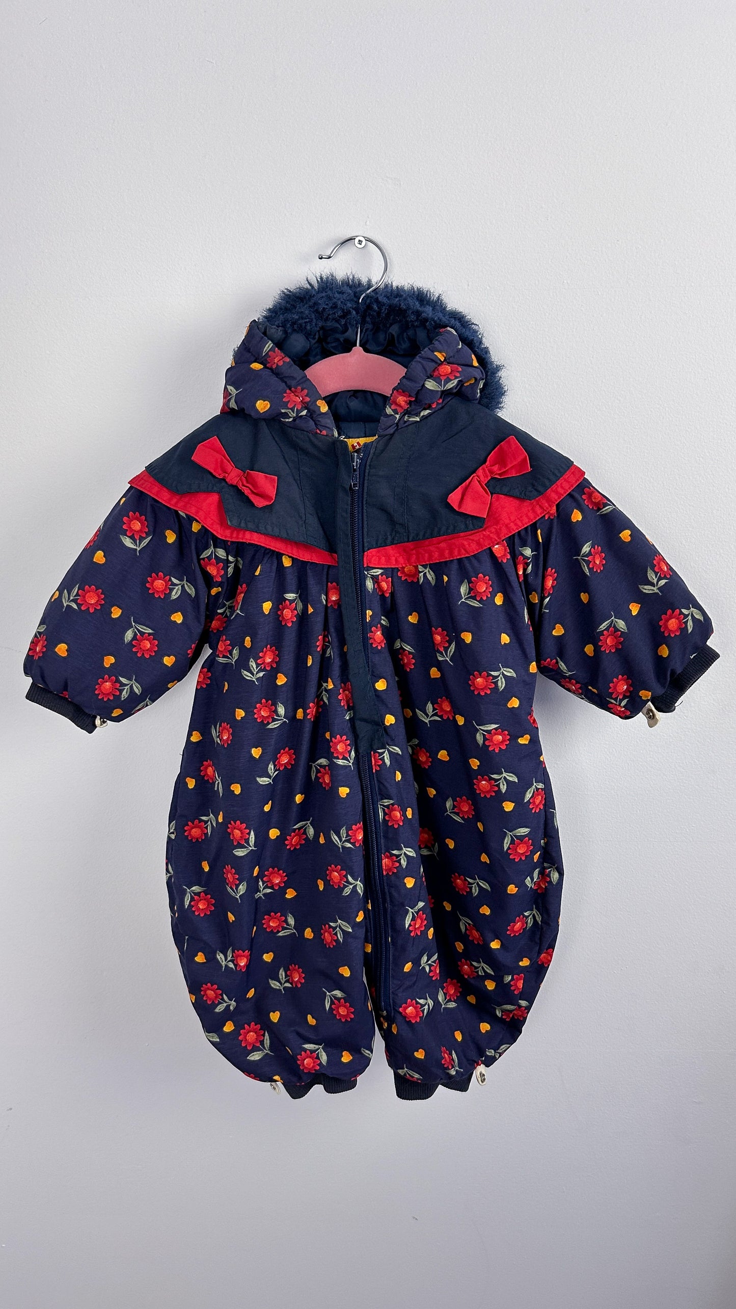 Enfants- Combinaison/manteau hiver fleuris- 9m