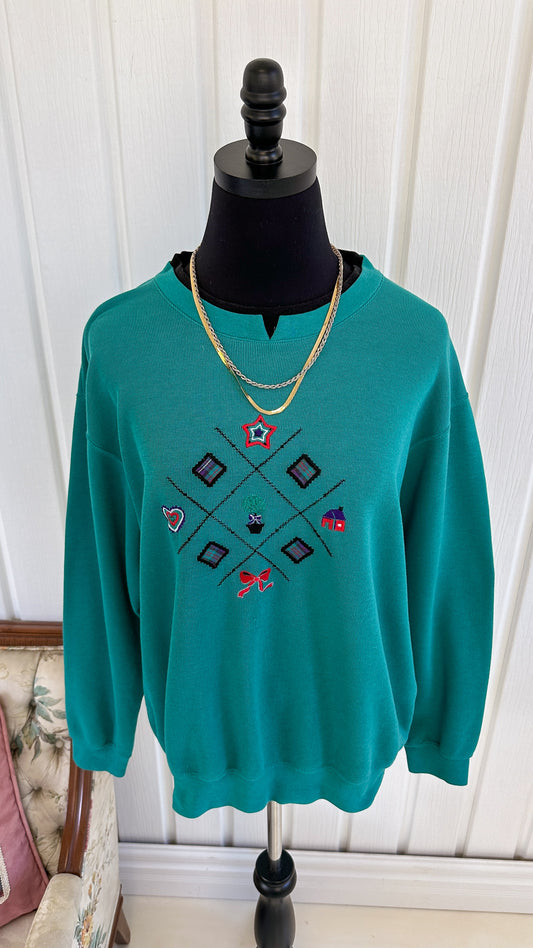 Turquoise crewneck sweater - large