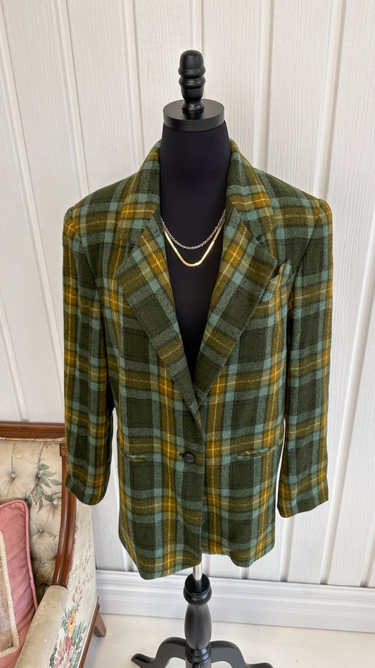 Green and blue plaid blazer - medium