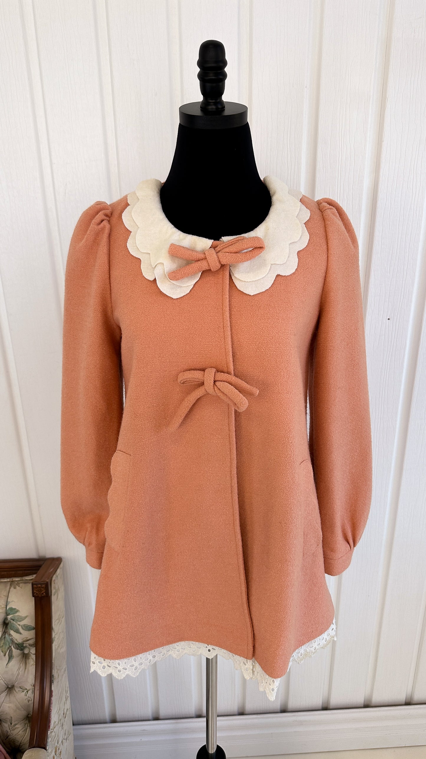 Peach wool coat - x-small