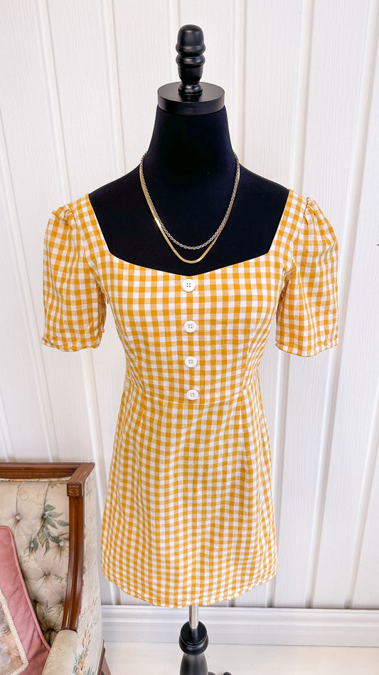 Yellow plaid dress - x-small