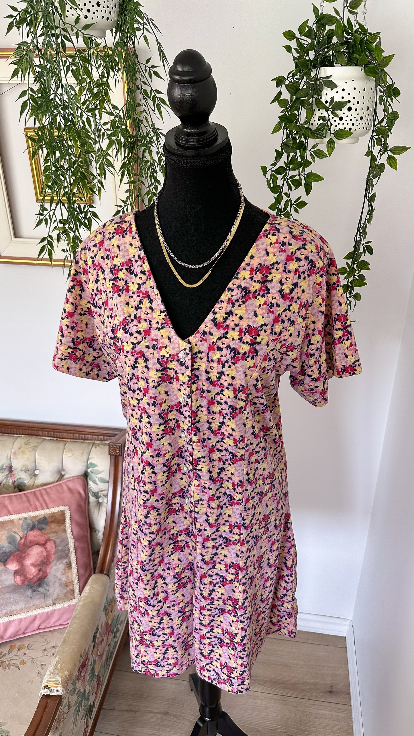 Pink floral romper - large