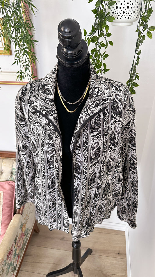 Black and white paisley patterned jacket - x-large