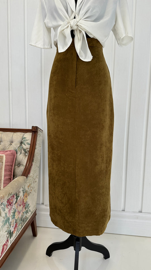 Caramel Faux Suede Skirt - Medium