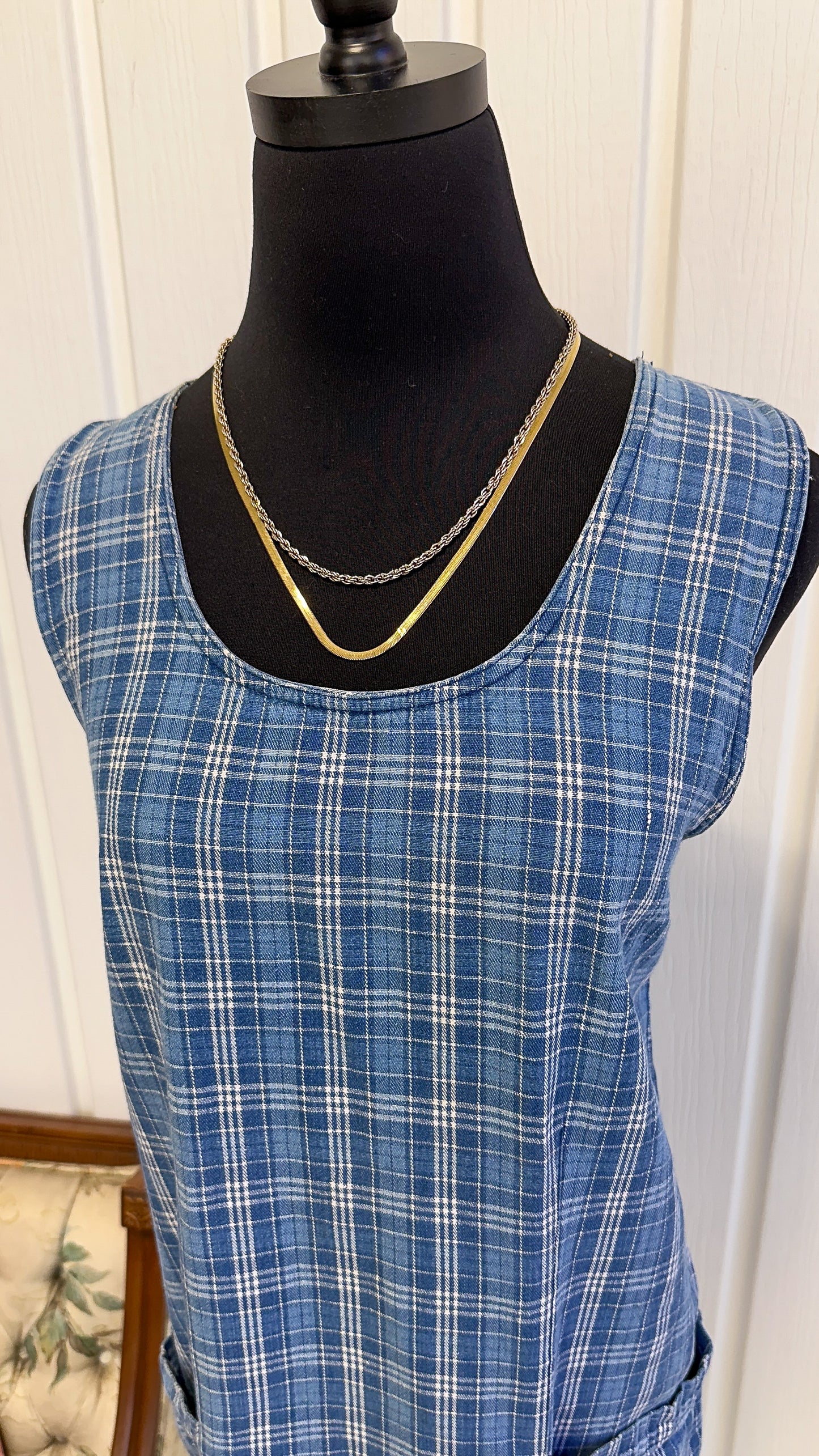 Blue and white plaid dress - medium