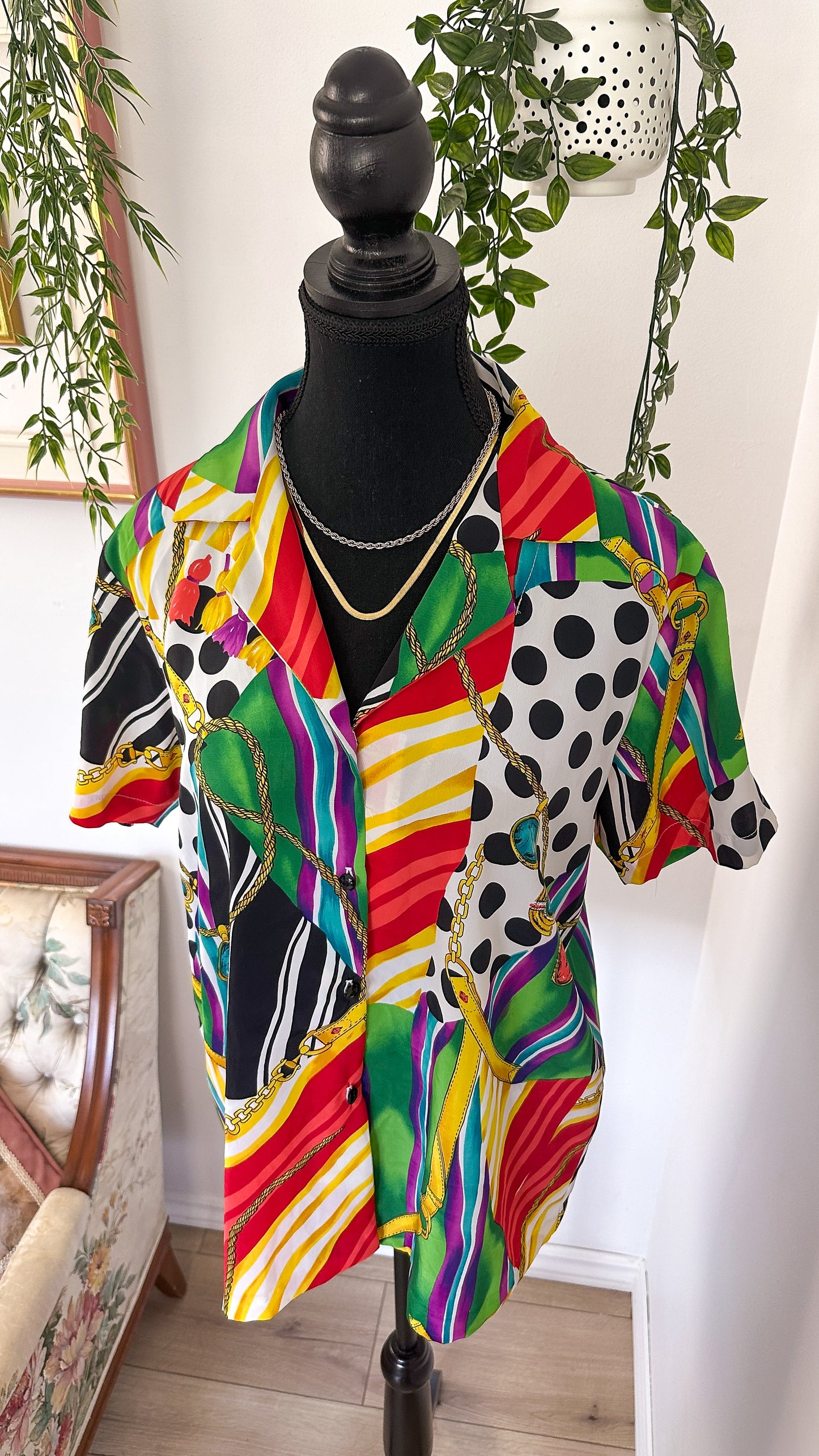 Multicolored patterned blouse - large