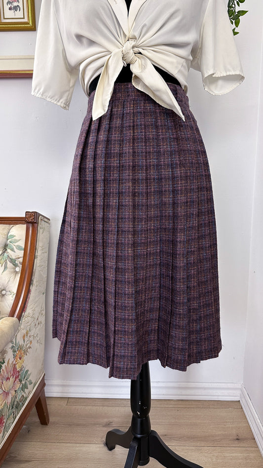 Purple checked woolen skirt - small