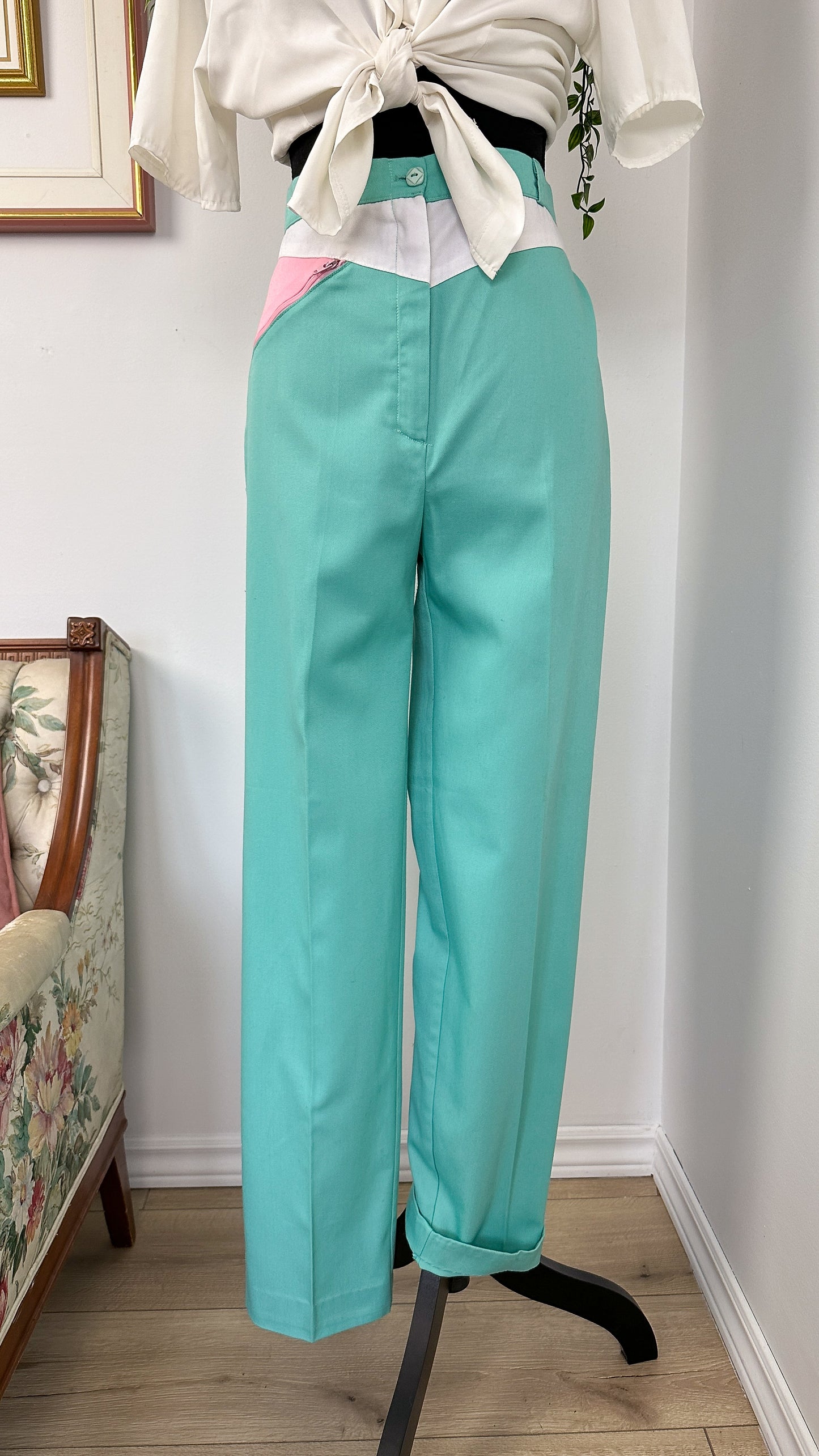 Pantalons turquoise et rose - medium