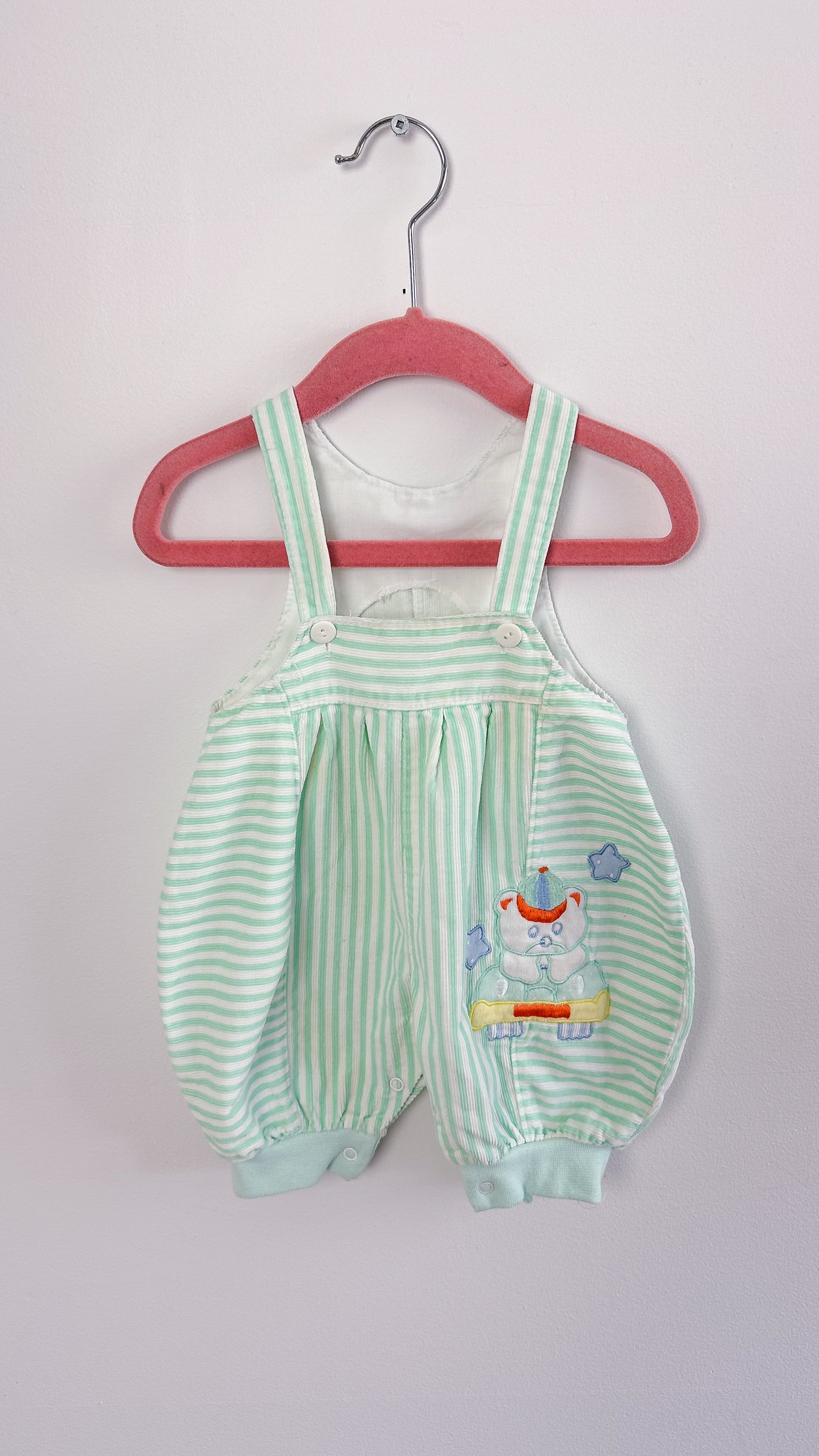 Child - mint green corduroy balloon overalls - 3m