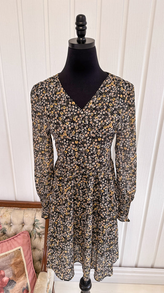 Robe fleuris verte et jaune- x-small