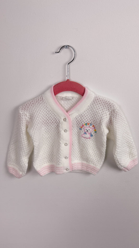 Enfants- Cardigan tricot blanc ourson- 9-12m