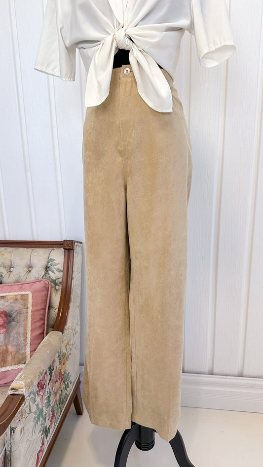 Pantalons en faux suède beige - x-large