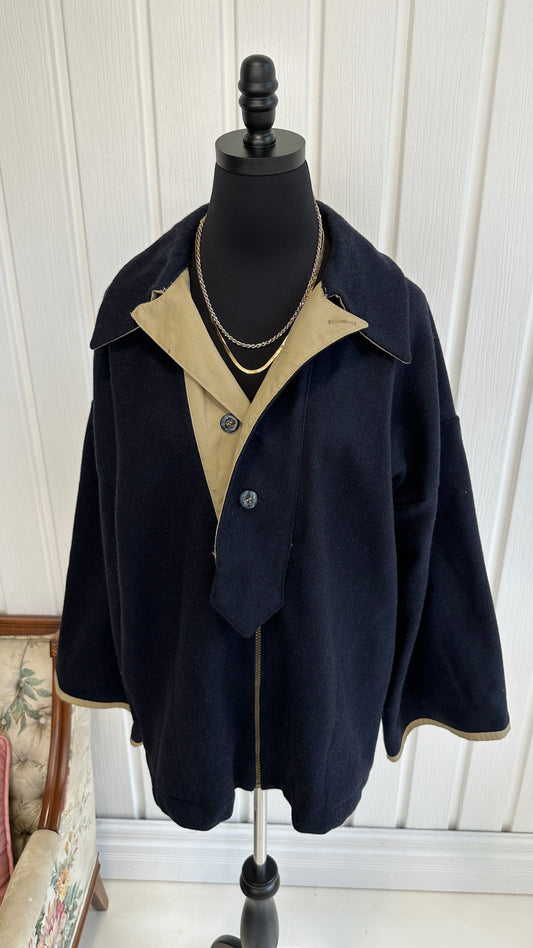 Navy wool coat - large