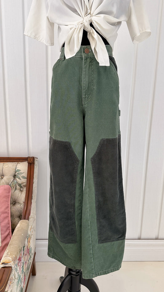 BDG green wide leg jeans - small