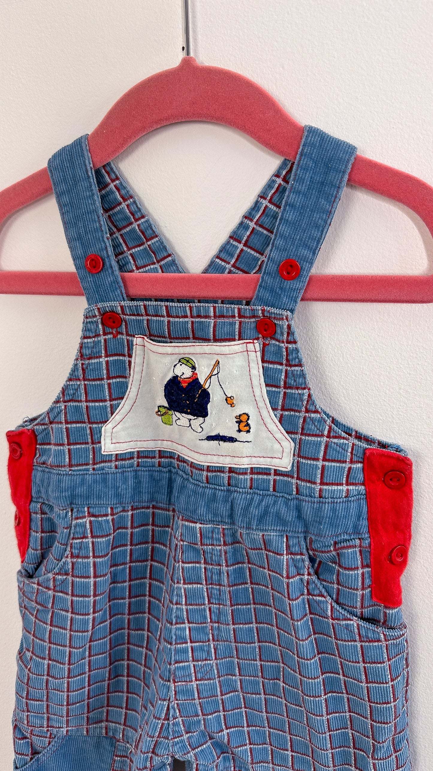 Children - polar bear embroidery corduroy overalls - 9m