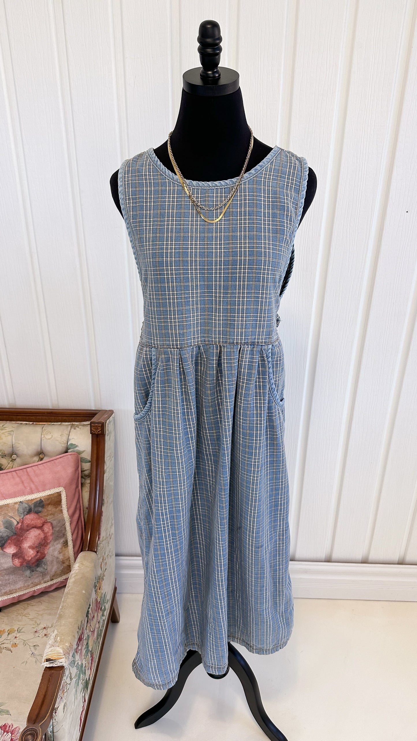 Plaid denim dress - small