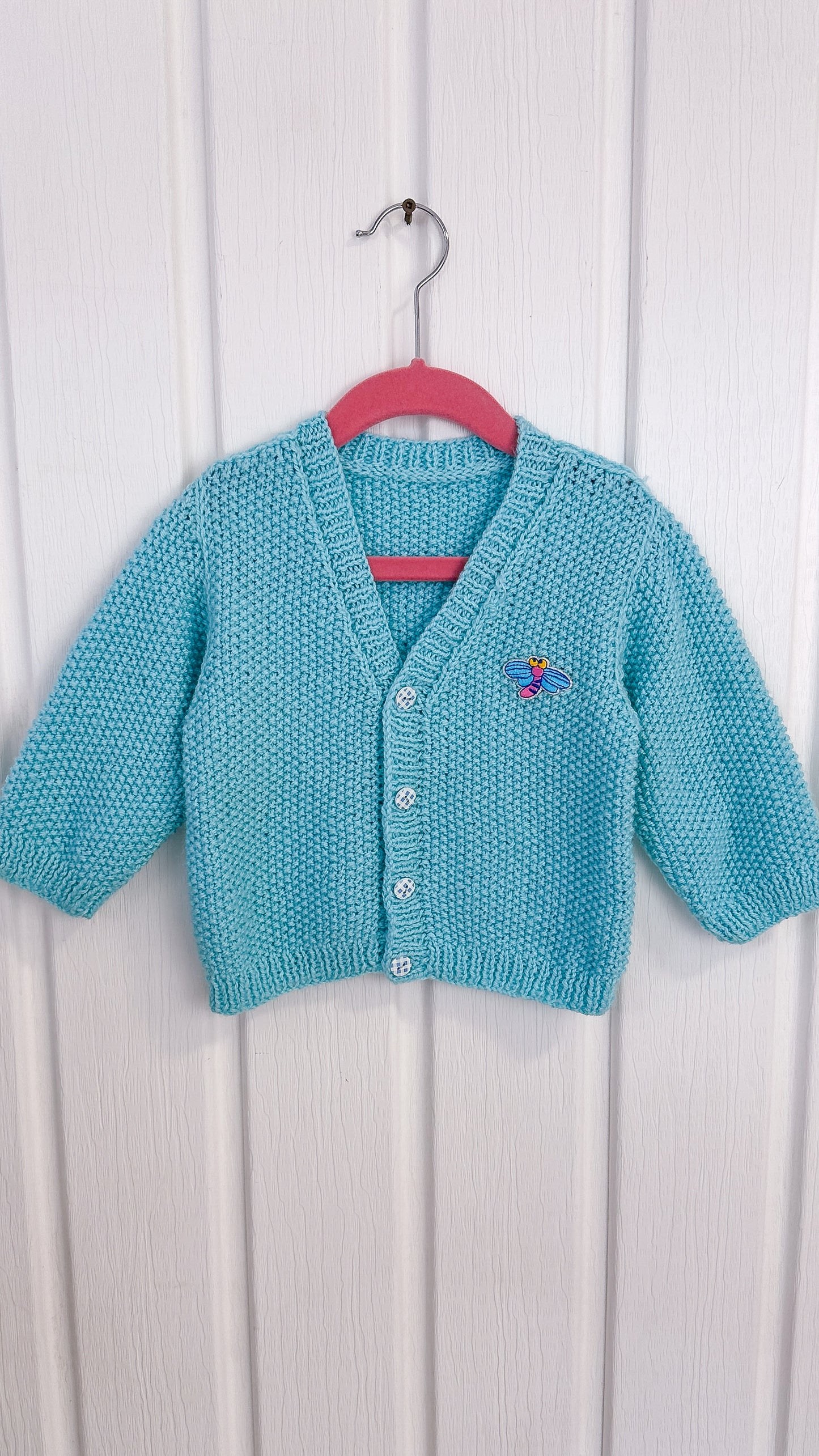 Enfants- Cardigan tricot bleu avec tuque- 2