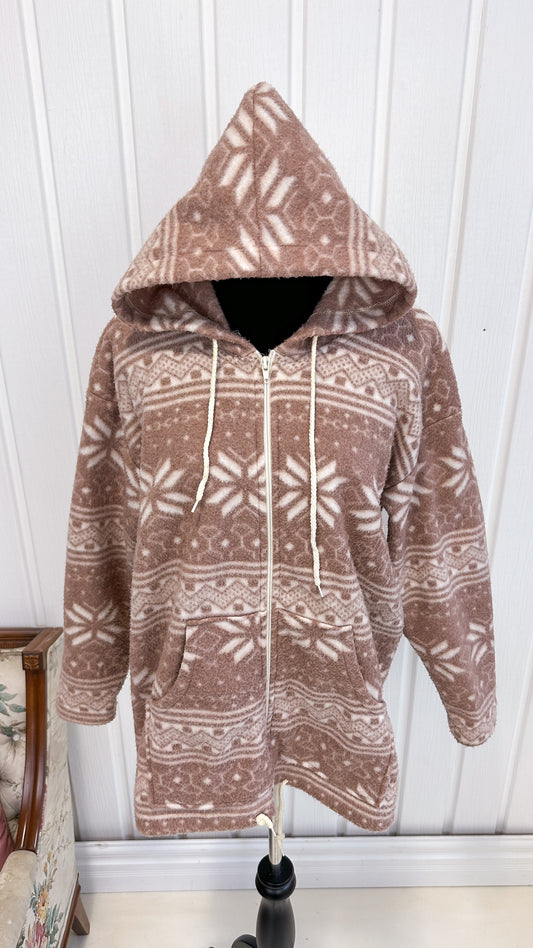 Veste en polar beige à motifs- medium