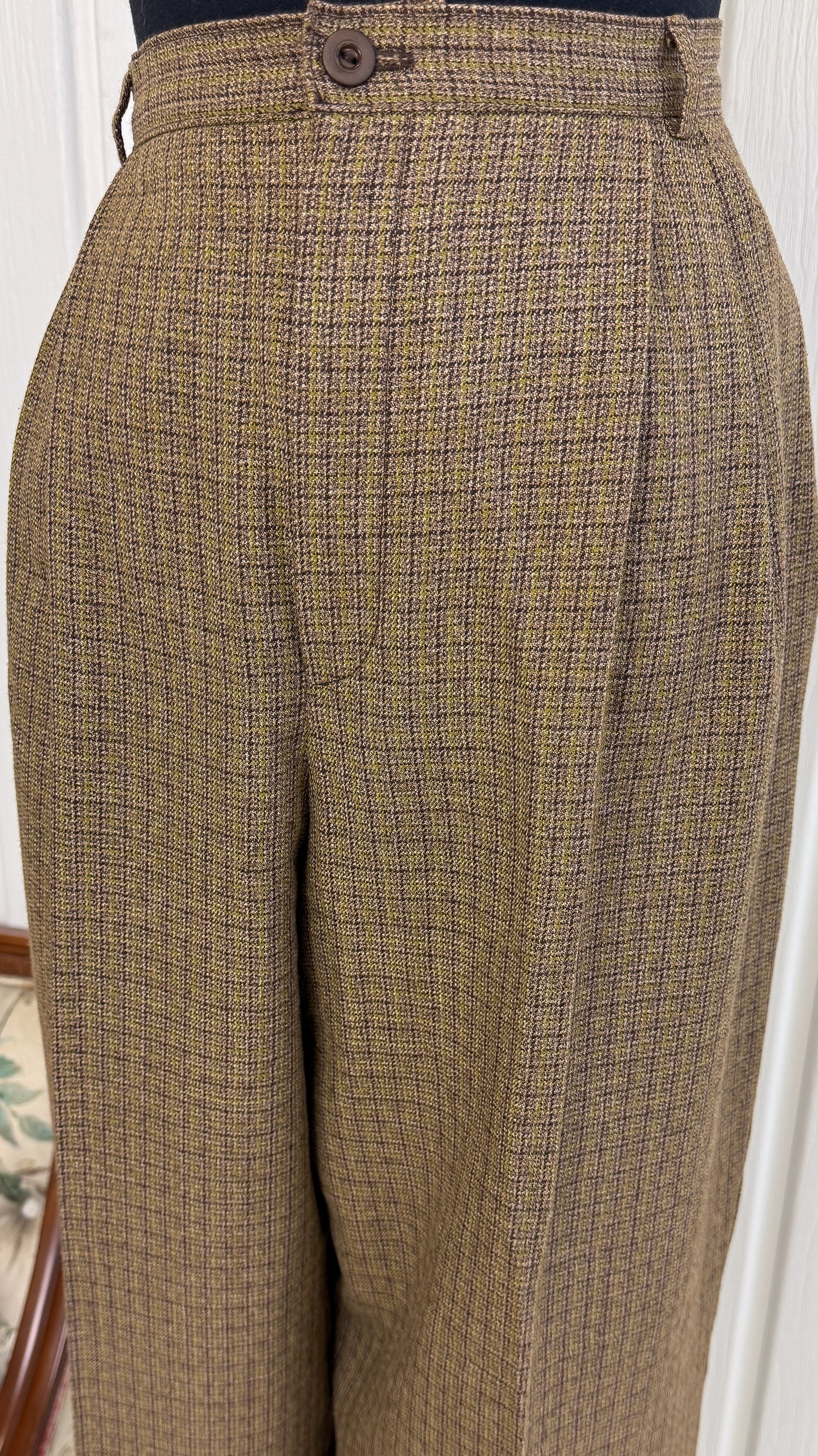 beige yellow plaid pants - medium