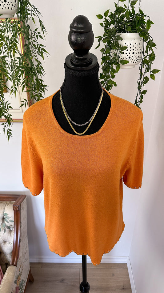 T-shirt en tricot orange à studs - large