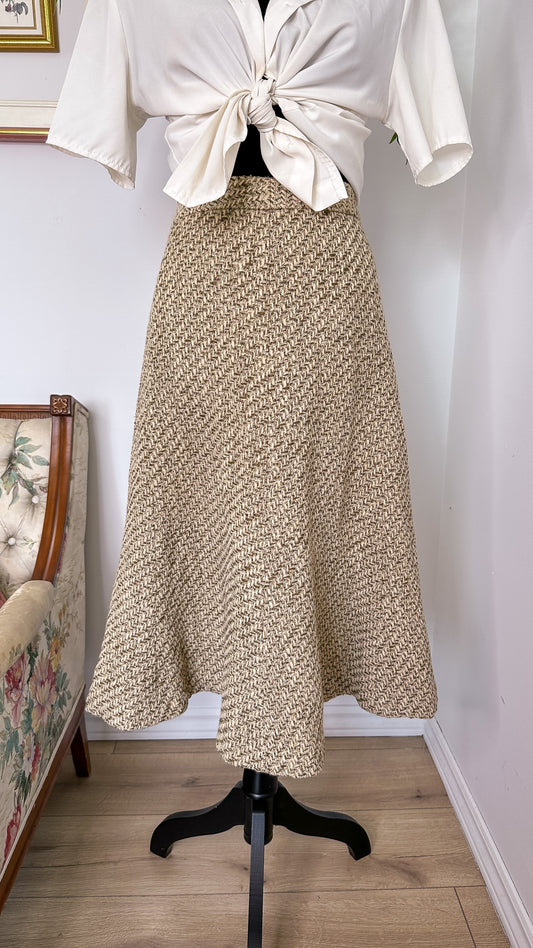 Jupe en tricot beige évasée- taille plus