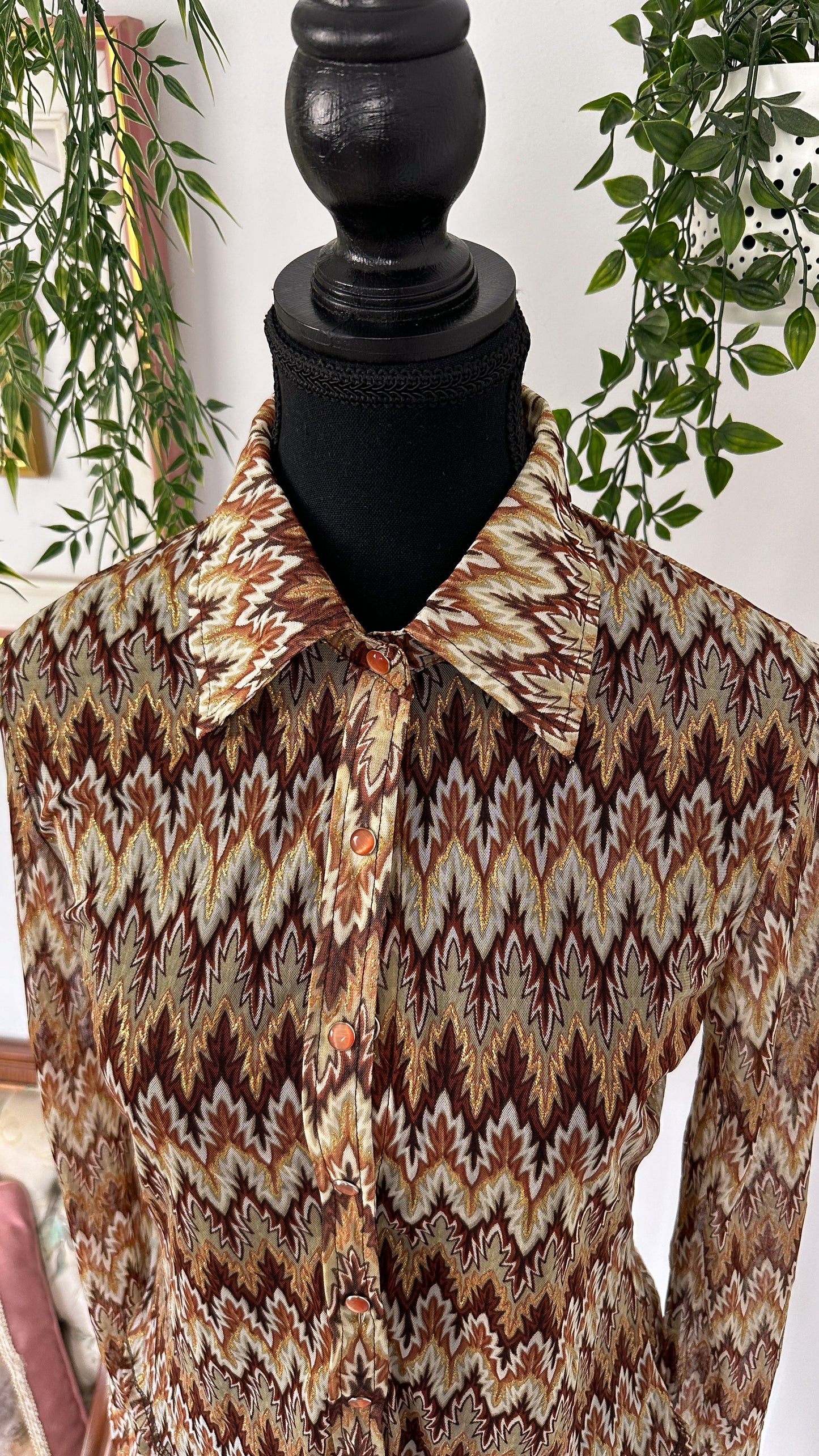 Semi-sheer blouse brown- medium