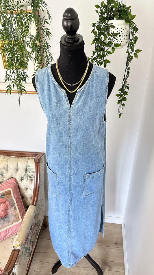 Robe longue en jeans pâle- large