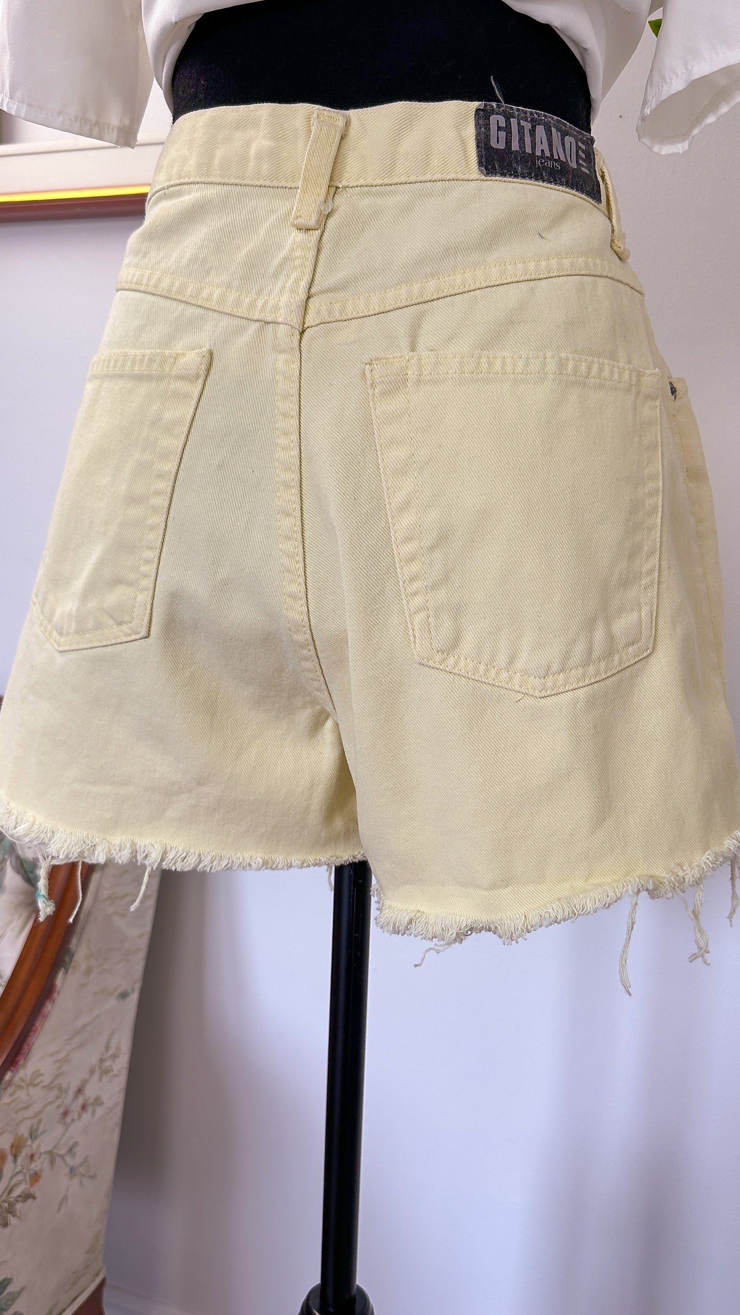 Pale yellow denim shorts - medium