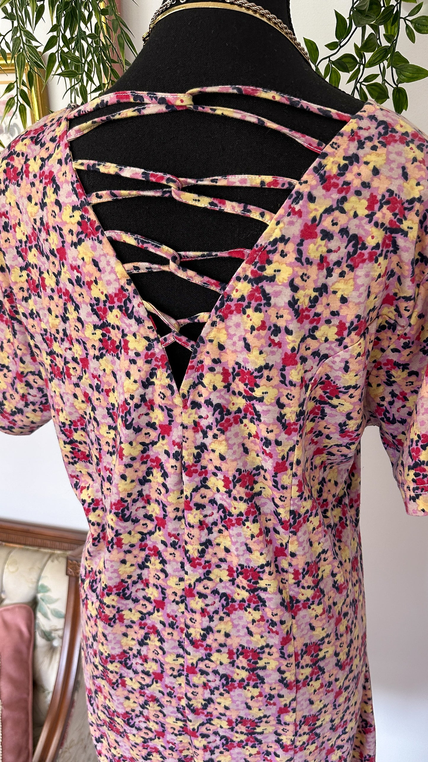 Pink floral romper - large