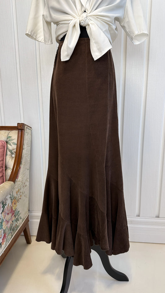 Brown flared corduroy skirt - medium