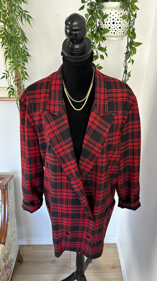 Blazer oversize carreauté rouge - large