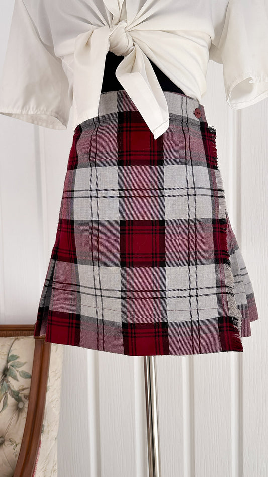 Red plaid wrap skirt - medium