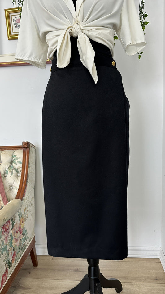 Black skirt with gold buttons - plus size