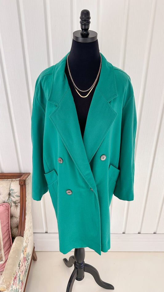 Turquoise wool coat - large