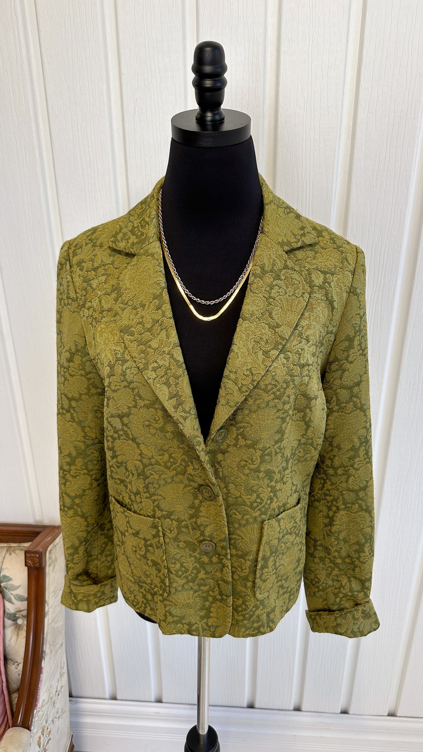 Green floral blazer - medium