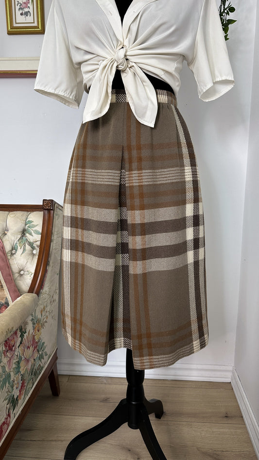 Taupe checkered skirt - small