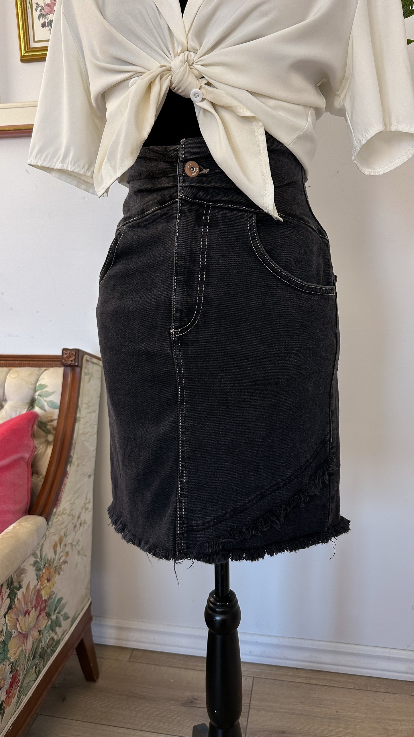 Zara black denim skirt - x-small