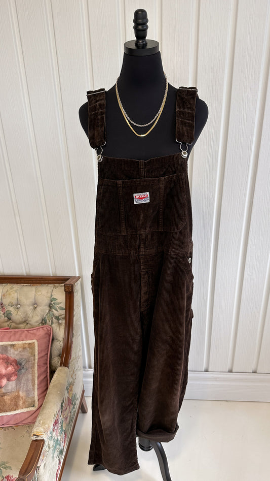 Brown corduroy overalls - large