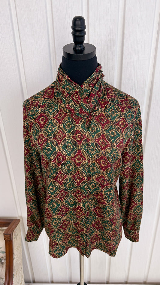 Chemisier à motifs vert et rouge - small