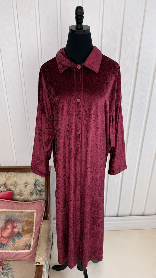 Robe chemisier en velours bourgogne- x-large