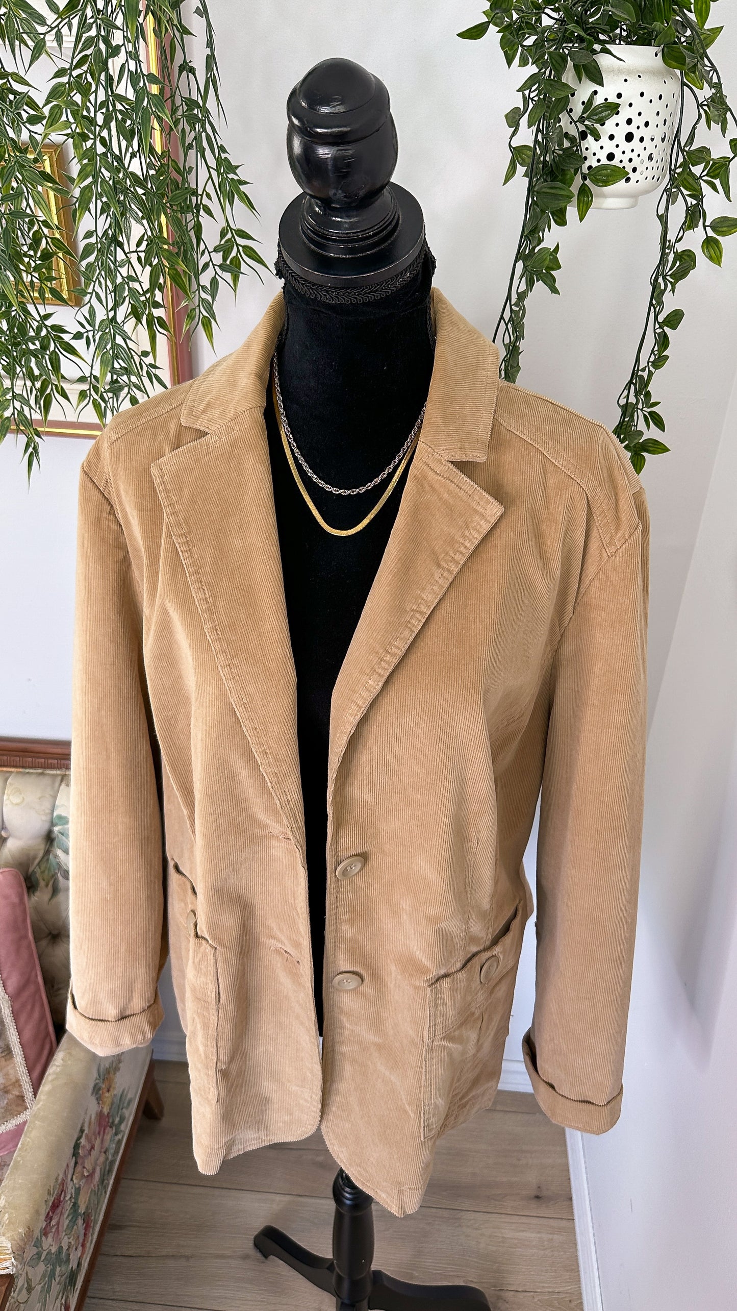 Beige corduroy blazer - x-large