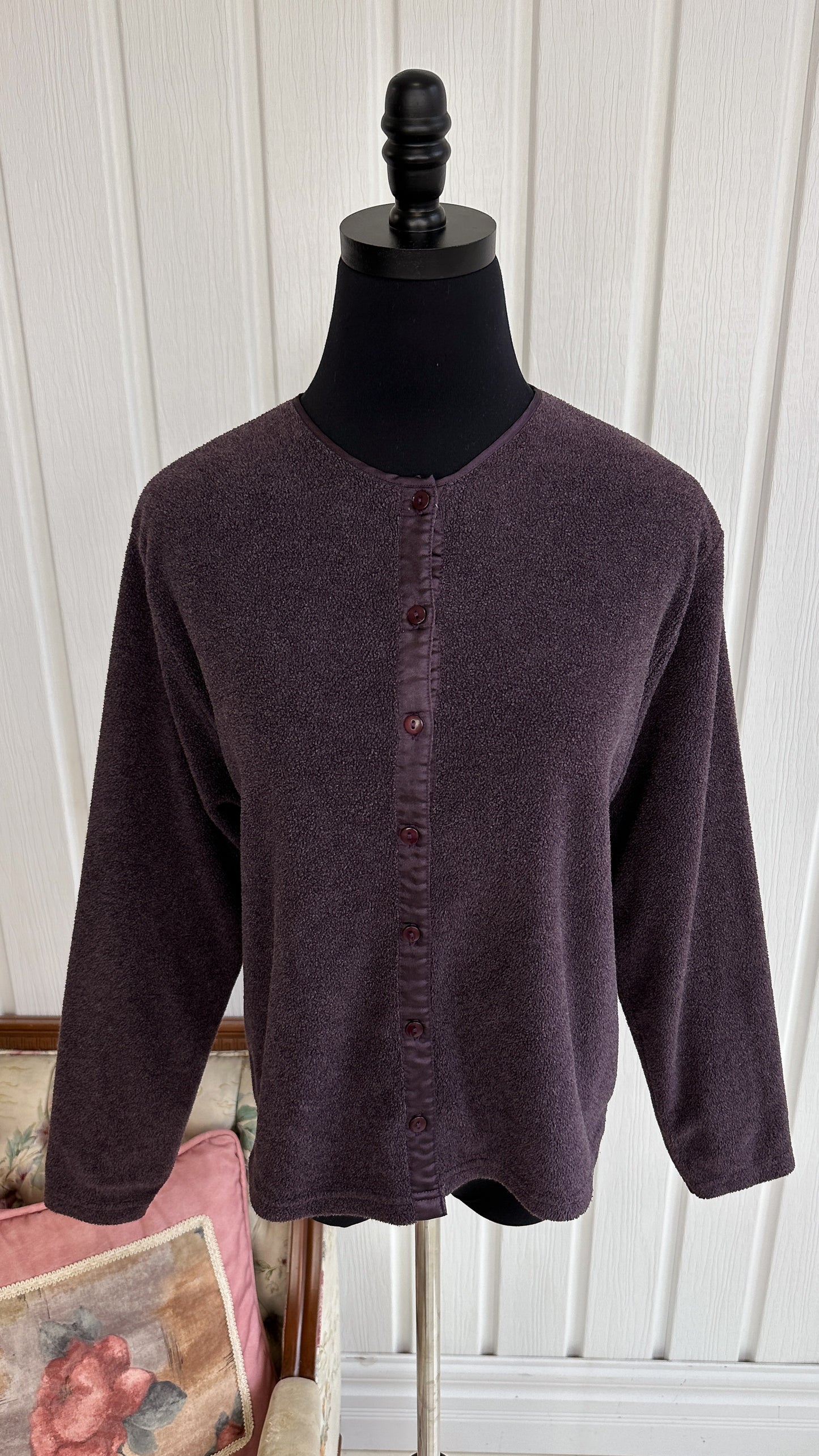 Purple fleece cardigan - small