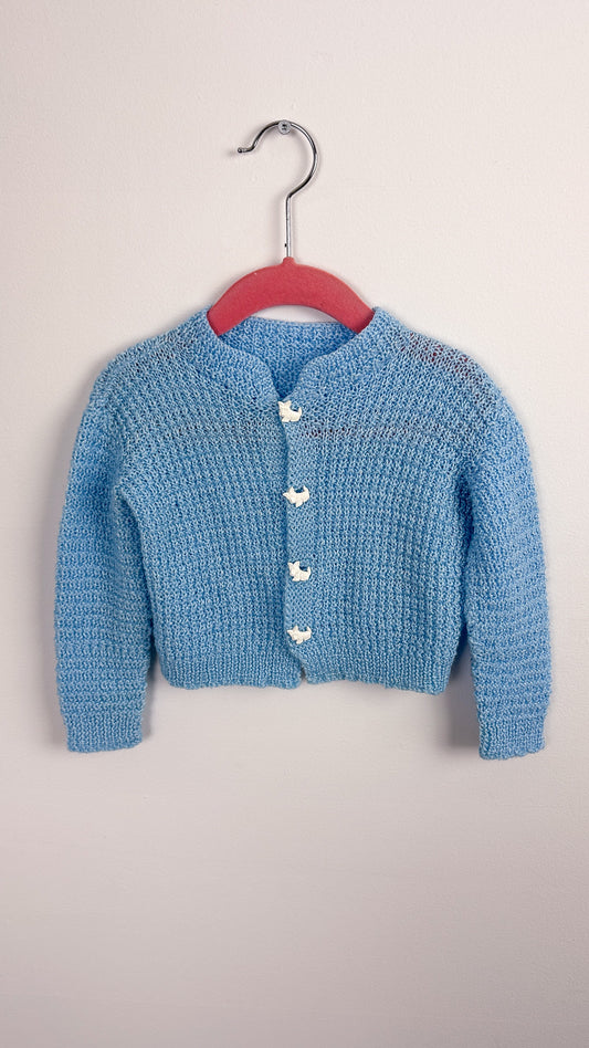 Enfants- Cardigan tricot bleu poudre- 18m