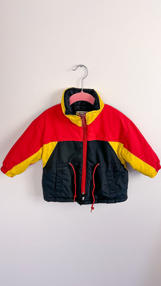 Enfants- manteau hiver rouge,jaune et noir - 2ans